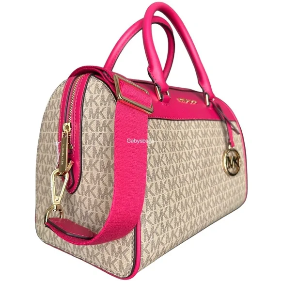 Michael Kors MK Jet Set Travel Medium Duffle Bag Satchel Pink Bags